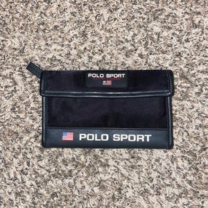 Vintage Ralph Lauren Polo Sport Nylon Zip Around Wallet Clutch Navy Blue